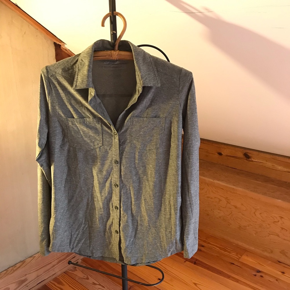 Eddie Bauer Green Long Sleeve Polyester Top, EUC S